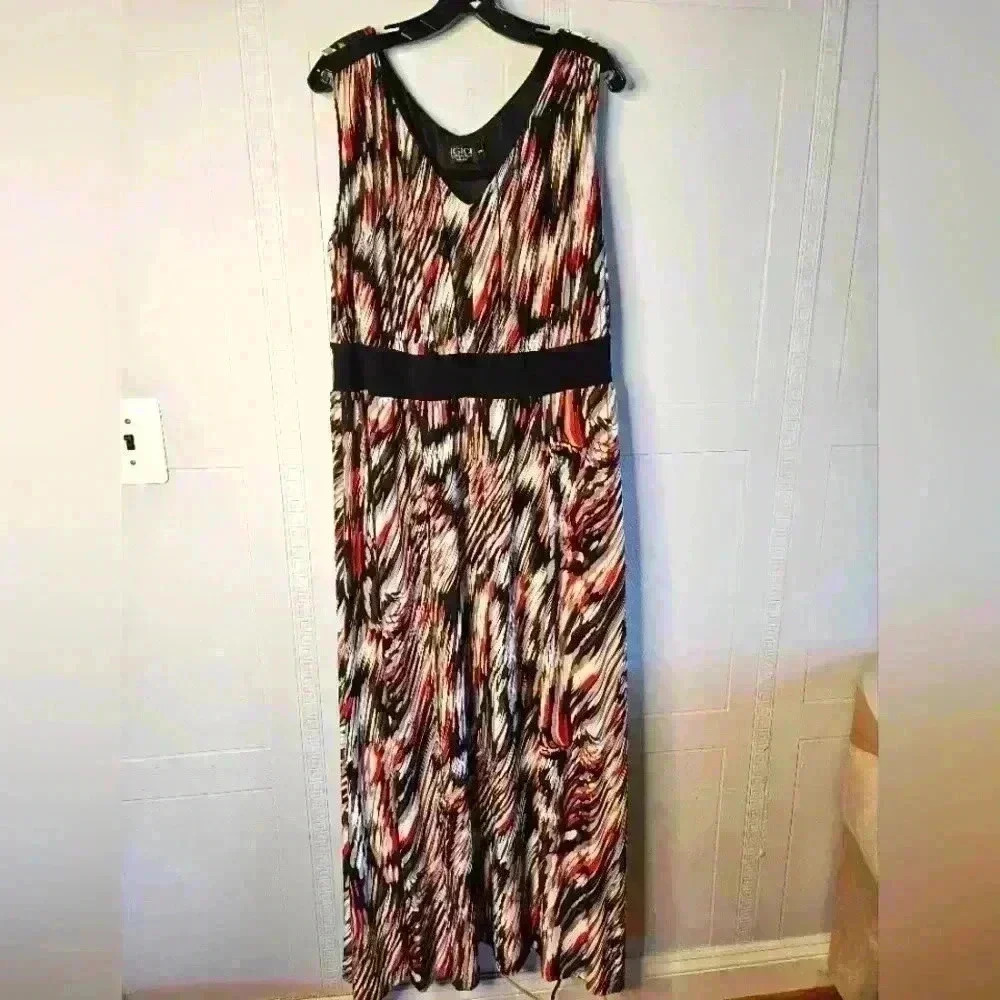 IGIGI by Yuliya Raquel Black White Red Sleeveless Empire Waist Maxi Dress 18/20